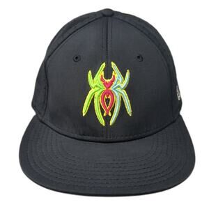 Spiderz Fitted Hat Black Large Embroidered Logo Flat Brim The Game